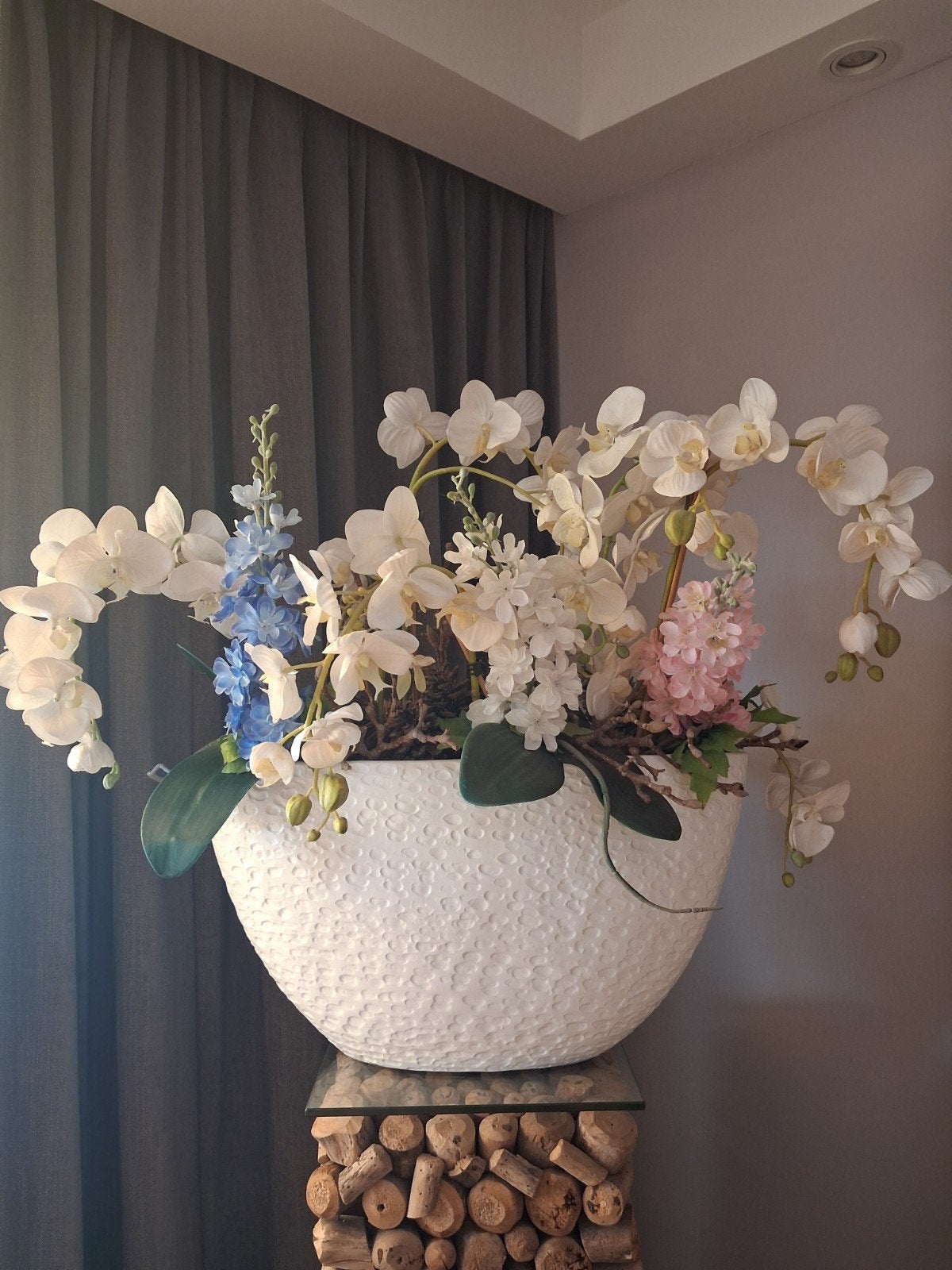 Mooie grote vaas met kunst orchideeën, Ophalen, Zo goed als nieuw