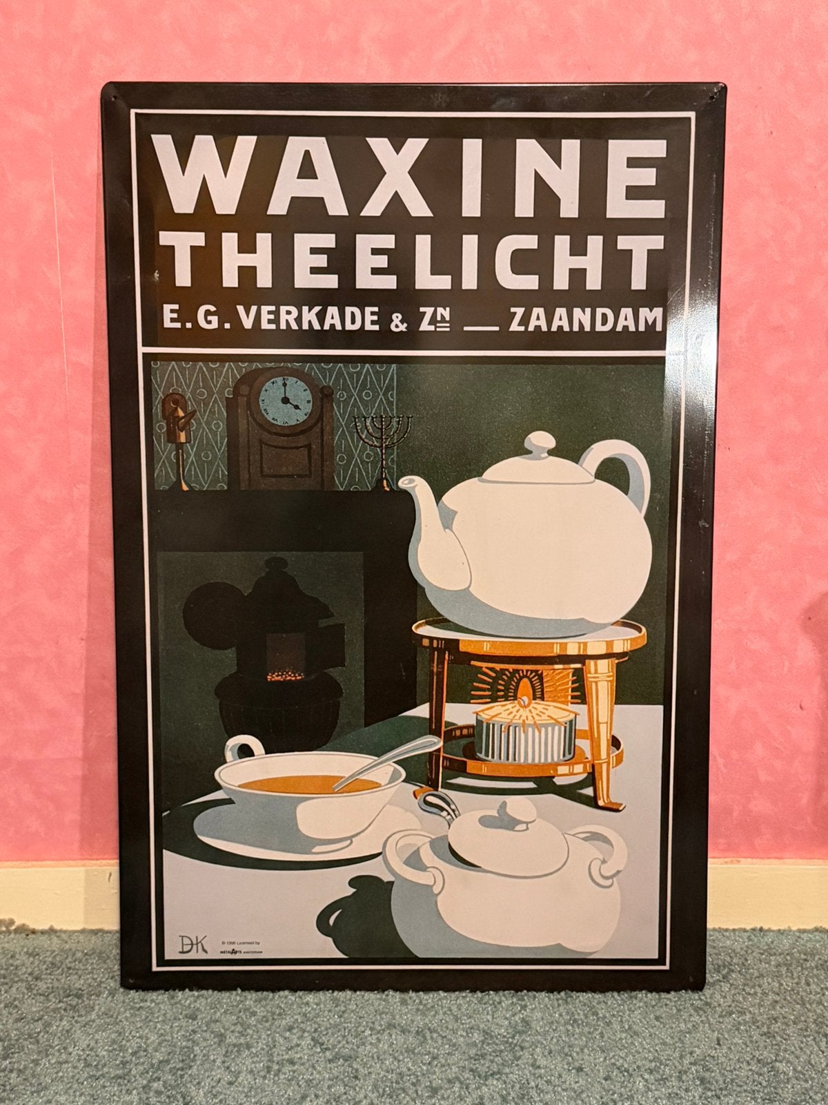 Blikken reclamebord Verkade waxine theelicht, Ophalen of Verzenden, Zo goed als nieuw, Reclamebord
