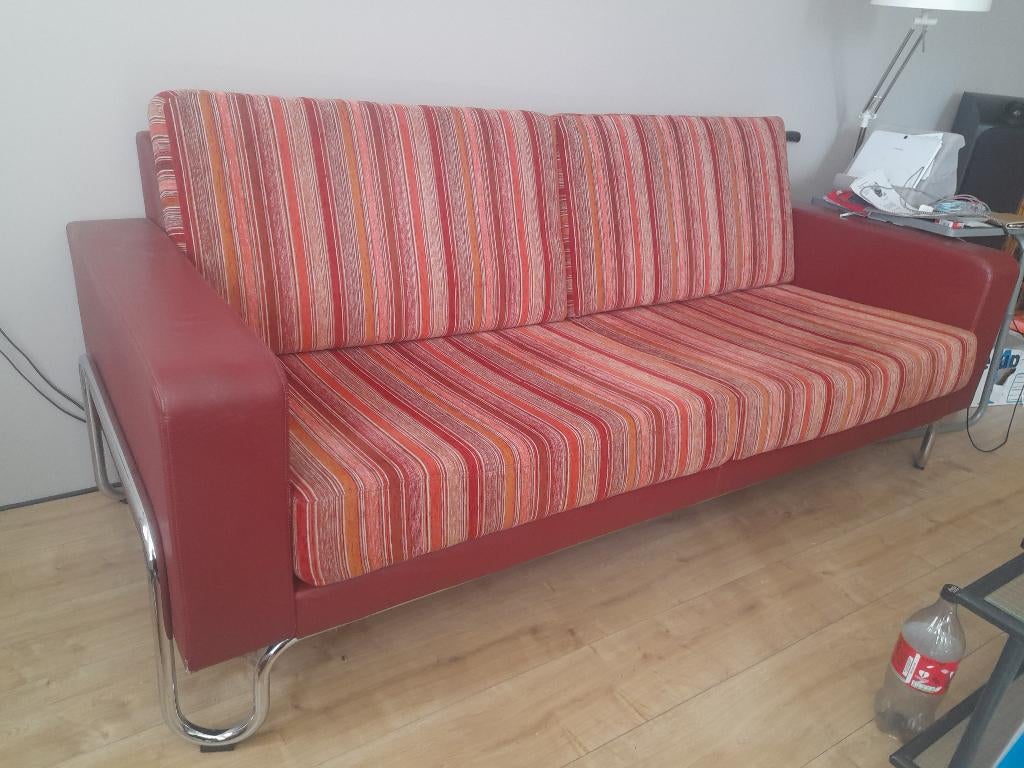 Van gispen bank, Huis en Inrichting, Ophalen, Gebruikt, Leer, Driepersoons