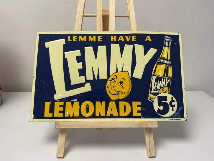 Vintage Lemmy Lemonade Reclamebord - Zeldzaam!, Reclamebord, Gebruikt, ., Ophalen of Verzenden