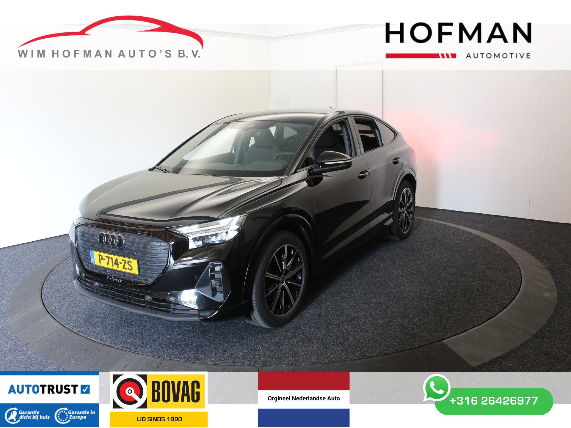 Audi Q4 Sportback e-tron 55 kWh Advanced Black edition El a-, Auto's, Dealer onderhouden, Gebruikt, Zwart, Met garantie (alle)