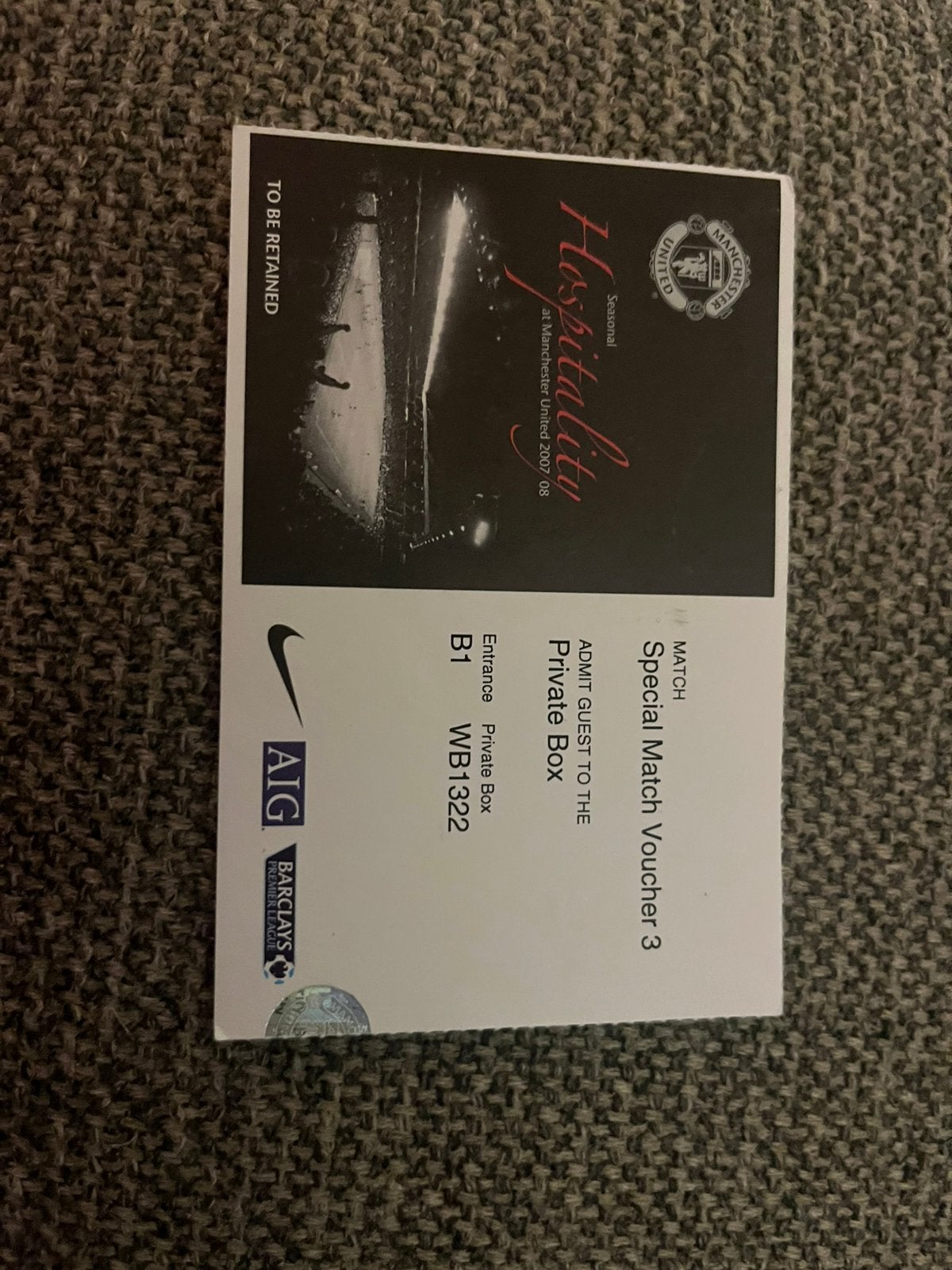 OUDERE SPECIAL MATCH VOUCHER MANCHESTER UNITED, Ophalen of Verzenden, Zo goed als nieuw, Buitenlandse clubs, Overige typen