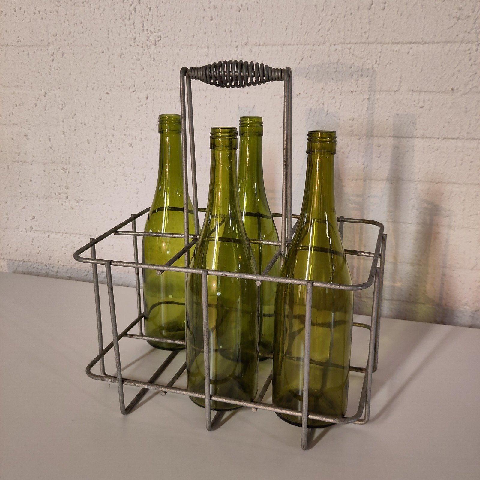 vintage metalen flessenrek brocante, Ophalen of Verzenden