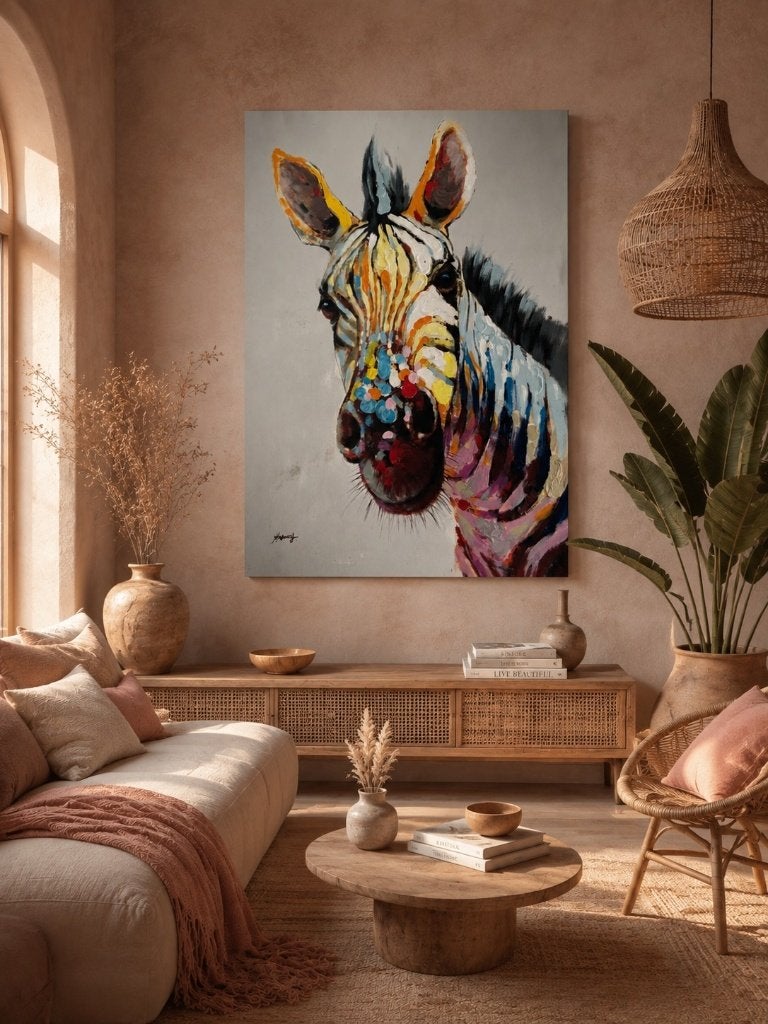 Kleurrijke zebra – origineel schilderij, Ophalen of Verzenden