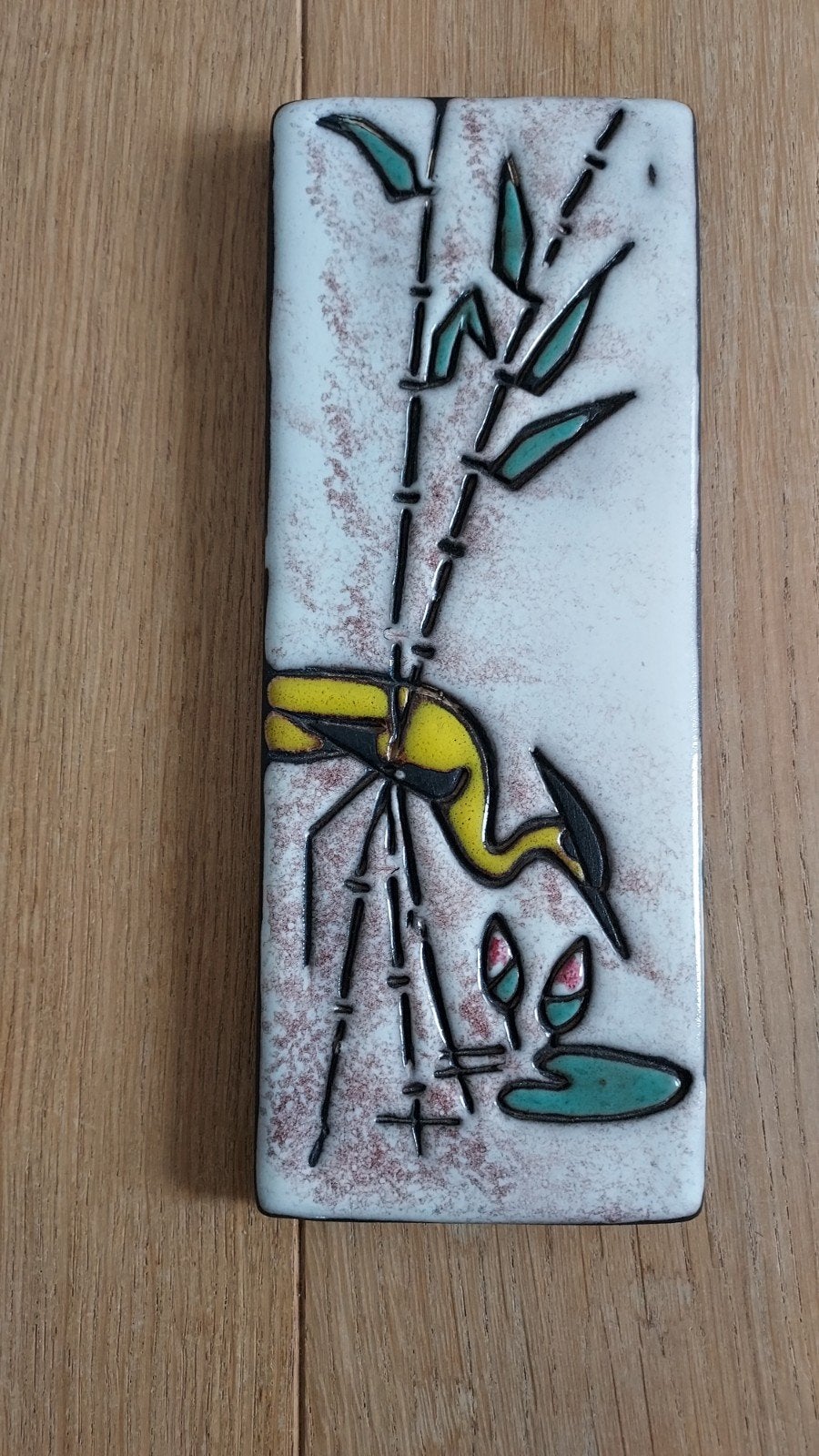 Vintage Ruscha wandtegel kraanvogels/reigers jaren '60, Antiek en Kunst, Ophalen of Verzenden
