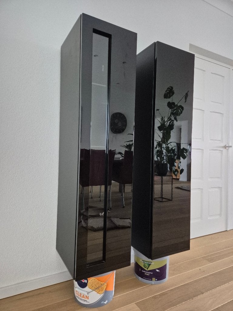 2 Wandkasten, hangend, zwart glanzend, Hülsta Vision, Huis en Inrichting, Ophalen, Zo goed als nieuw, Minder dan 150 cm, 150 tot 200 cm