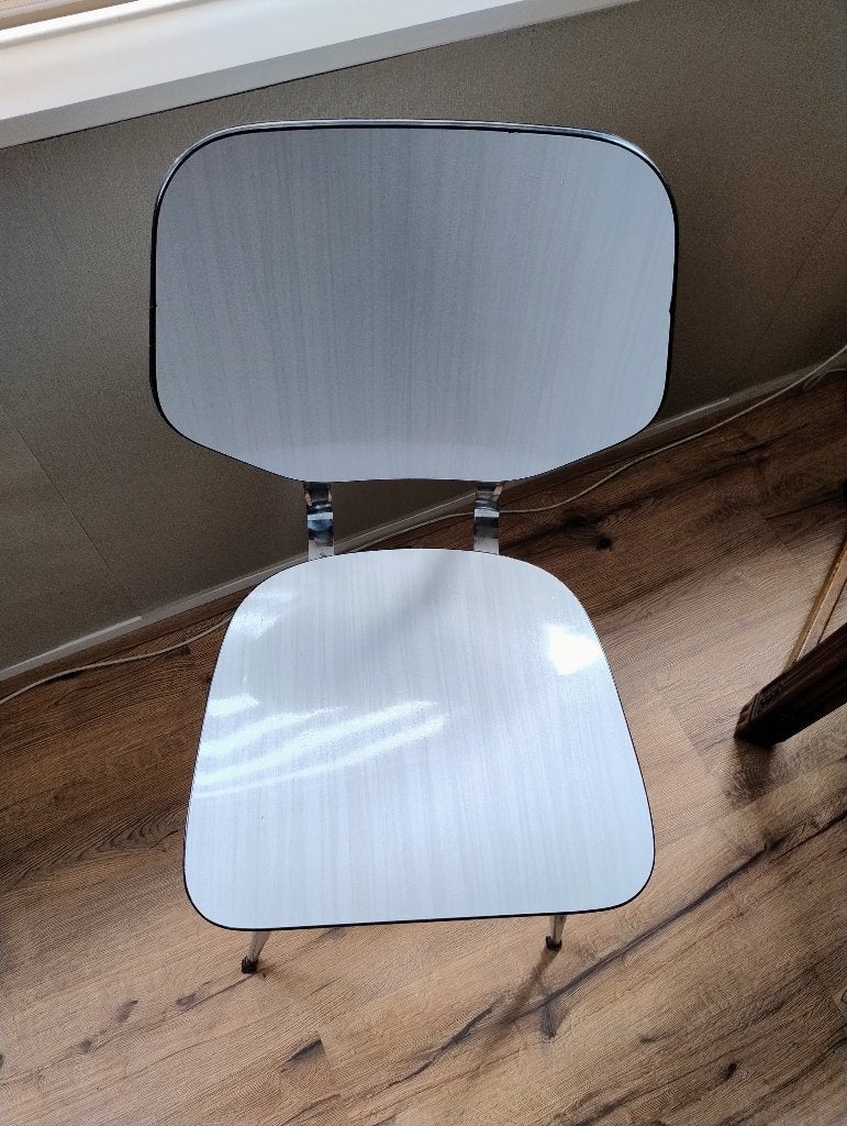 2 keukenstoelen jaren 60 formica grijs vintage retro, Ophalen