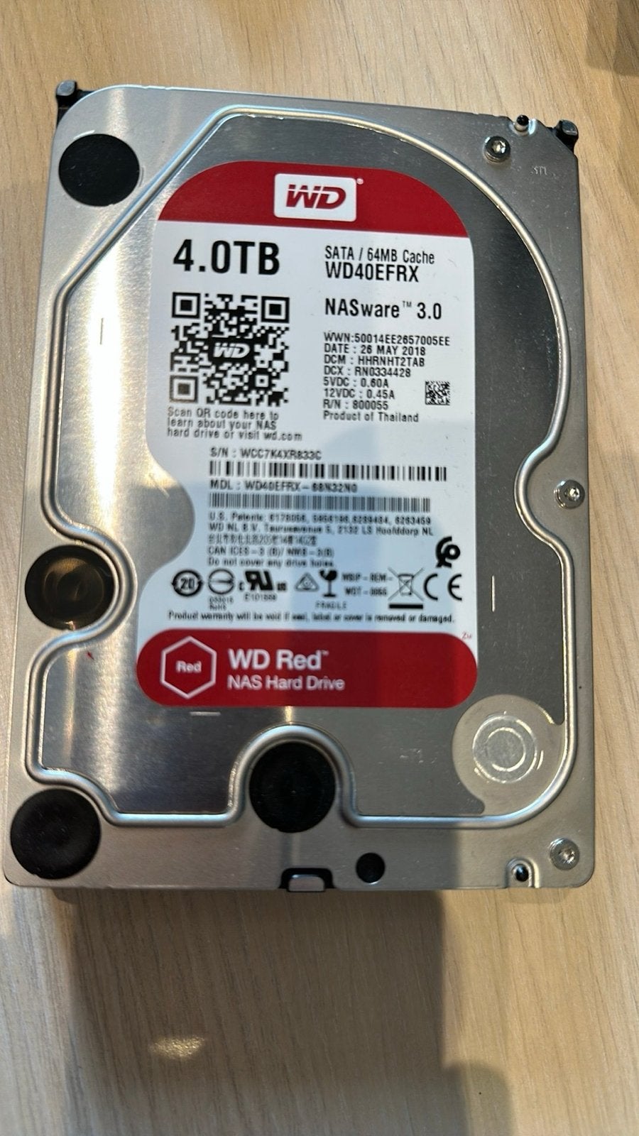 WD Red 4TB NAS Hard Drive - WD40EFRX SATA, Computers en Software, Harde schijven, Intern, Gebruikt, Server, Ophalen of Verzenden