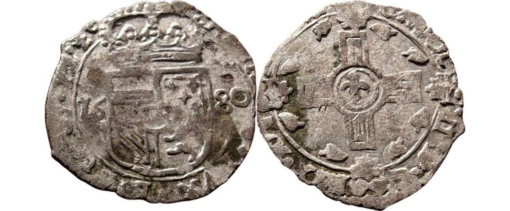 Stuiver 1680, Vlaanderen, Karel II, Ophalen of Verzenden, België, Losse munt