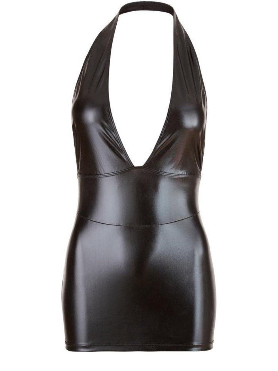 Cottelli Collection Wetlook Mini-jurk Zwart Halternek Latex, Maat 38/40 (M), Cottelli Collection, Zwart, Ophalen of Verzenden