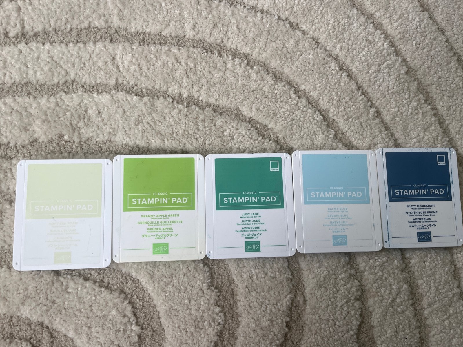 Stampin' Up! Stempelkussens - Groen & Blauw tinten, Gebruikt, Overige thema's, Meerkleurig, Ophalen of Verzenden