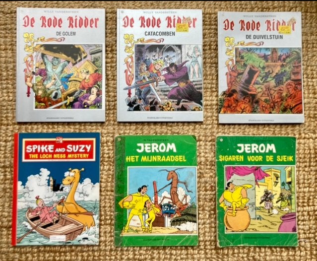 6 stripboeken: De Rode Ridder, Spike en Suzy, Jerom, Meerdere stripboeken, Ophalen, Gelezen