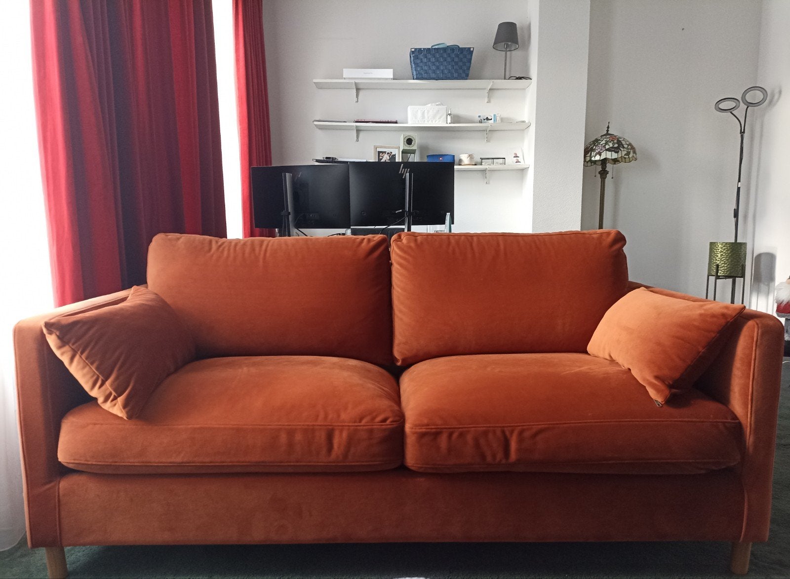 Slaapbank met matras 10cm, Huis en Inrichting, Ophalen, 90 cm, Tweepersoons, Oranje