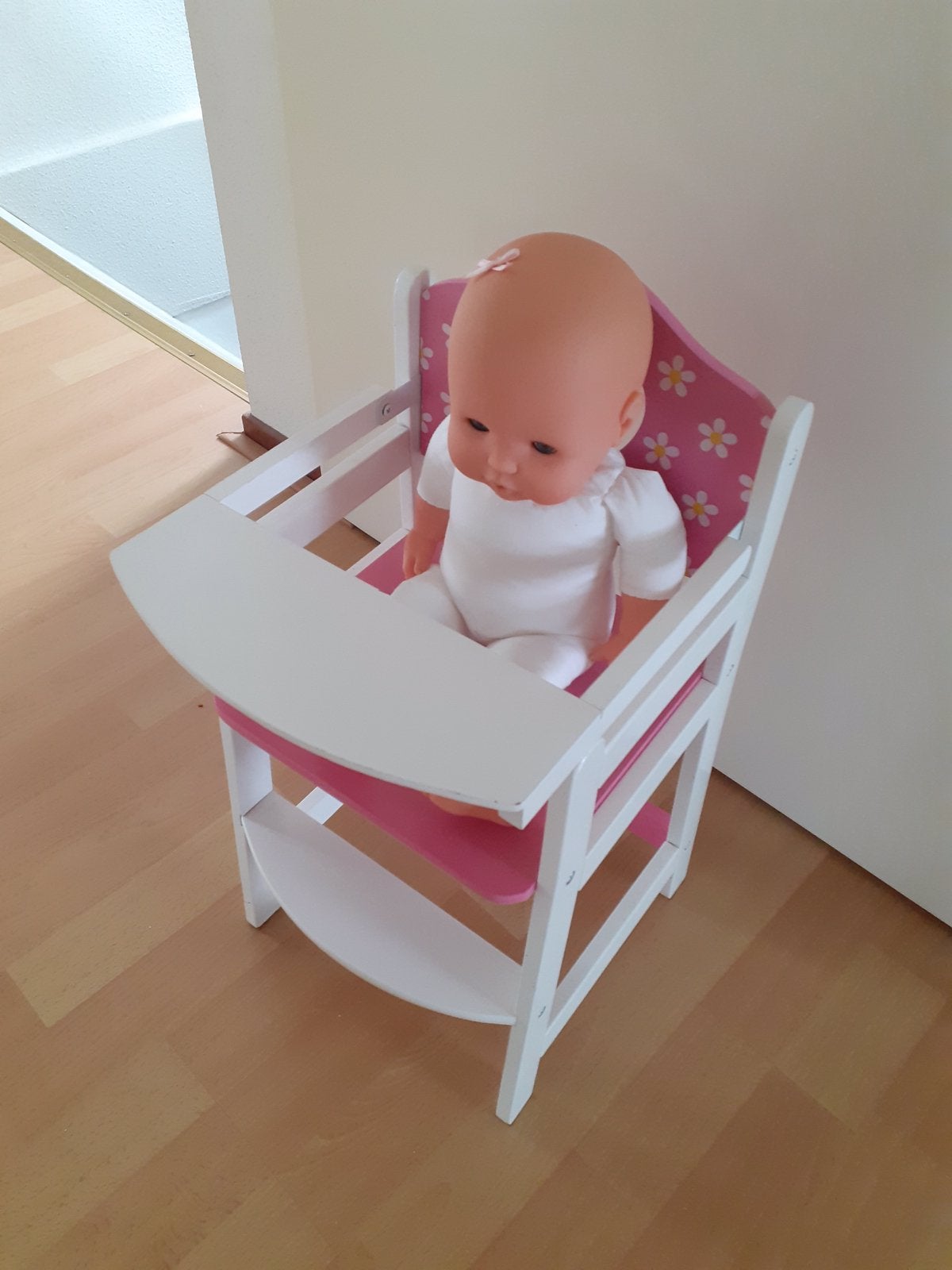 Poppenstoel hout incl. Pop., Ophalen, Zo goed als nieuw, Babypop