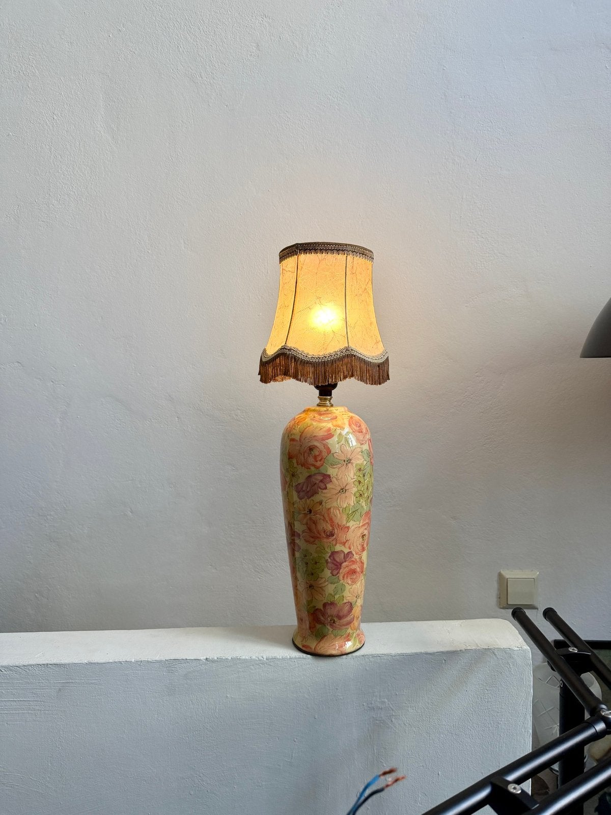 Vintage vaaslamp Frankrijk, brocante schemerlamp, Ophalen