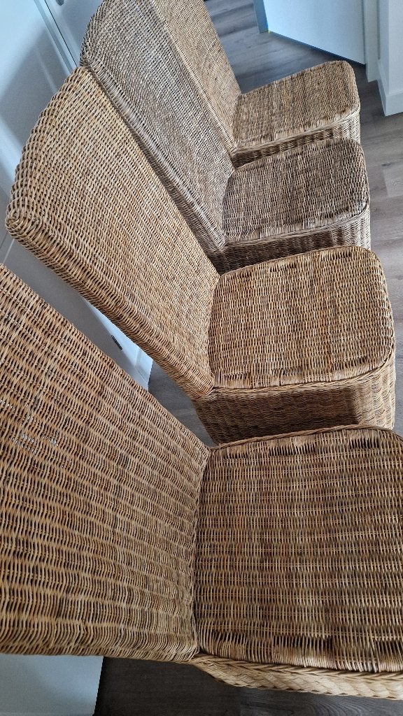 4 stuks Rotan stoelen ( het Kabinet ), Huis en Inrichting, Stoelen, Ophalen, Gebruikt, Bruin, Riet of Rotan