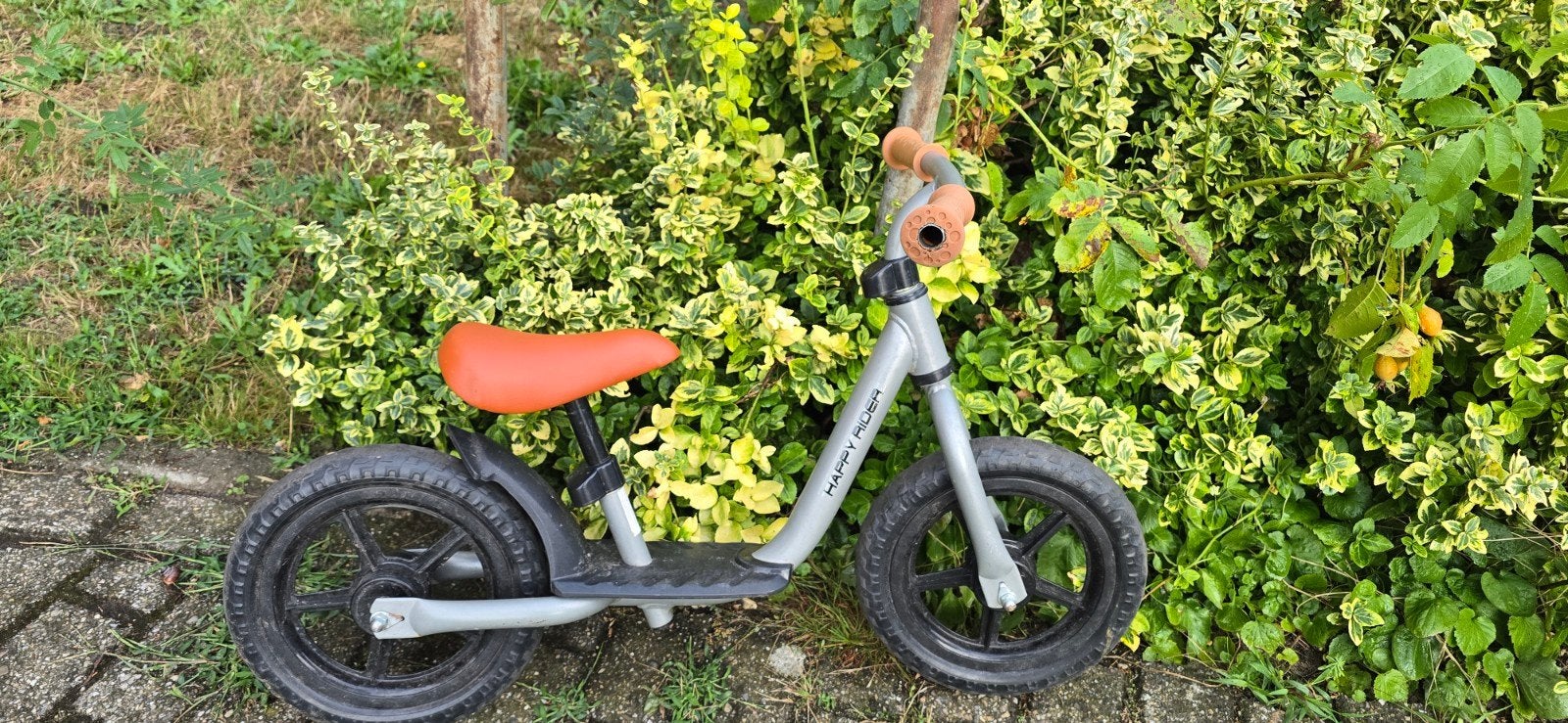 Happy Rider Loopfiets - Grijs met Oranje Zadel, Ophalen, Gebruikt, Loopfiets