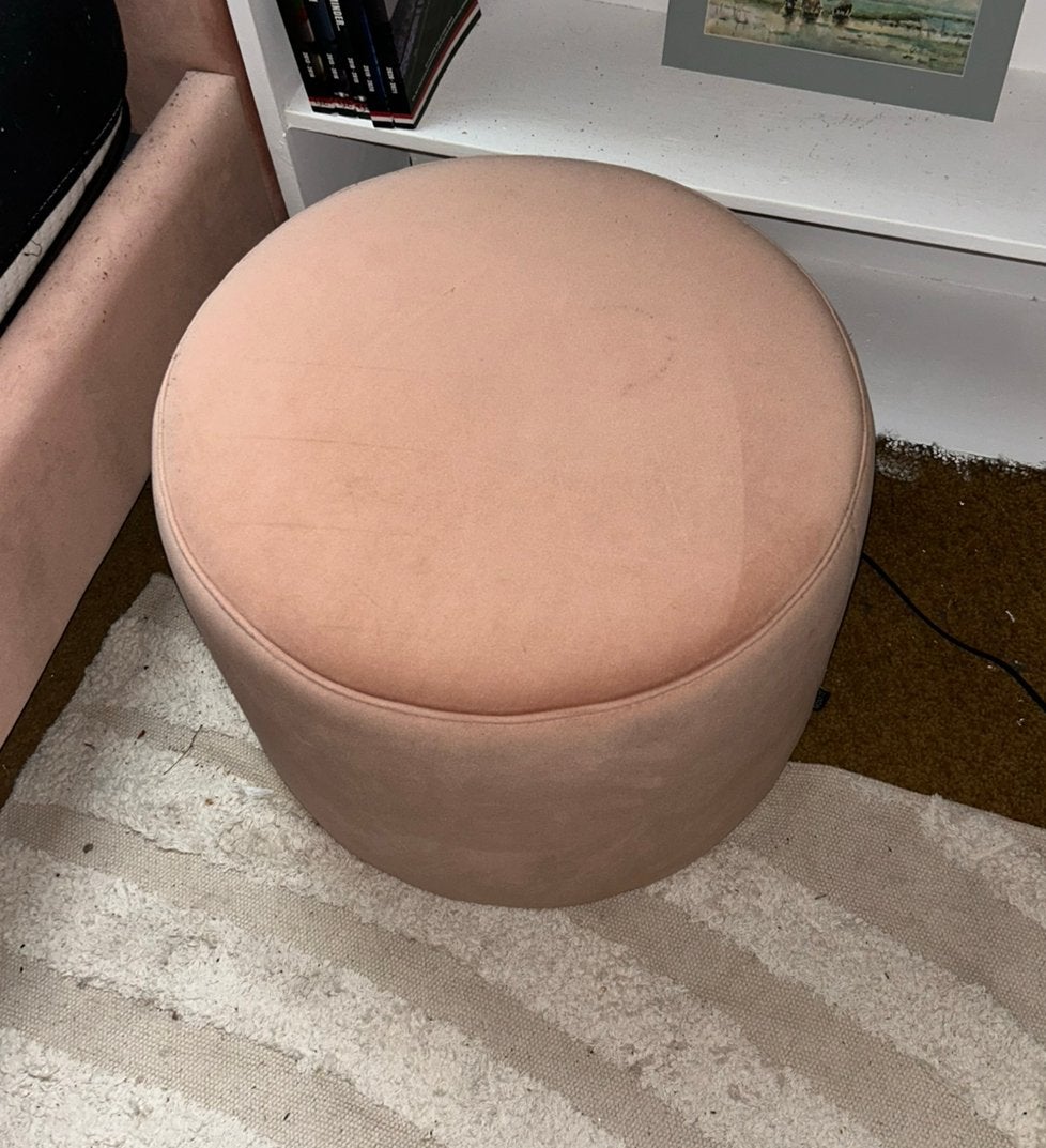 Roze poef van bronx, Ophalen, Rond, Stof, Minder dan 50 cm