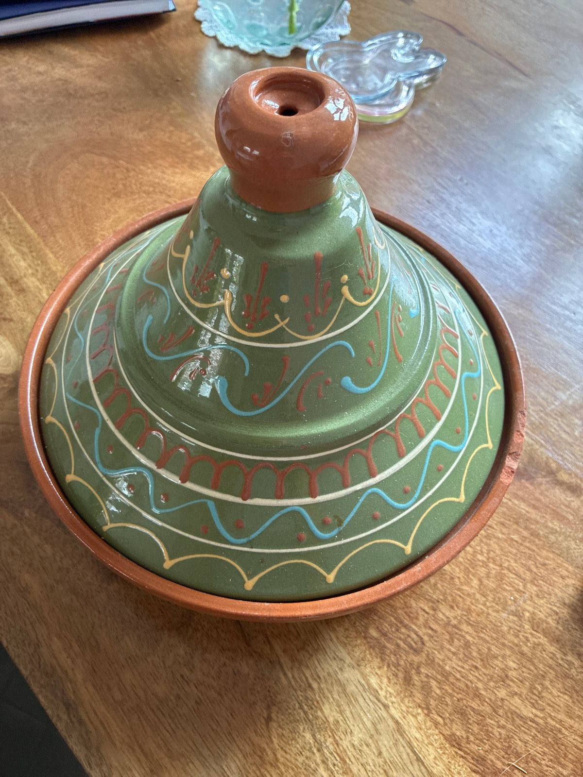 Nieuwe Tajine - Licht Beschadigd, Nooit Gebruikt, Ophalen of Verzenden, Zo goed als nieuw, Steen/keramiek, Groen