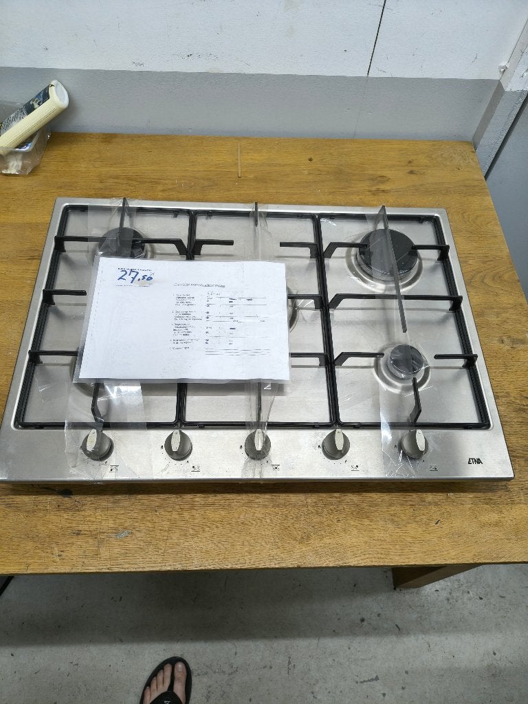 ETNA Gasfornuis - 5 kookzones - RVS, Ophalen, Zo goed als nieuw, Gas, Vrijstaand