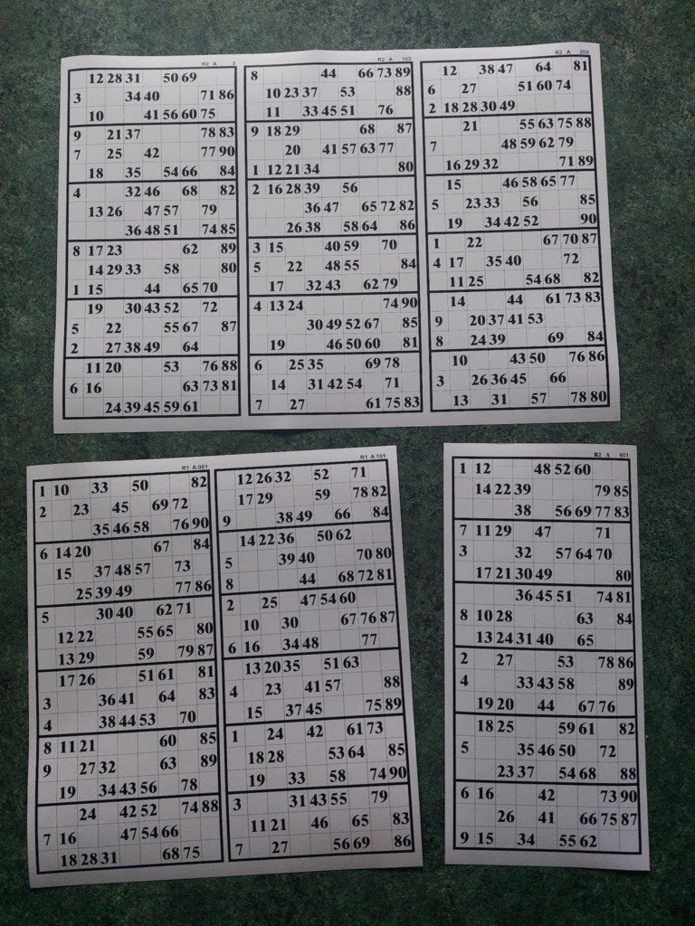 Eenmalige Actie! 600 Nieuwe Bingokaarten - Diverse Reeksen, Hobby en Vrije tijd, Gezelschapsspellen | Bordspellen, Vijf spelers of meer
