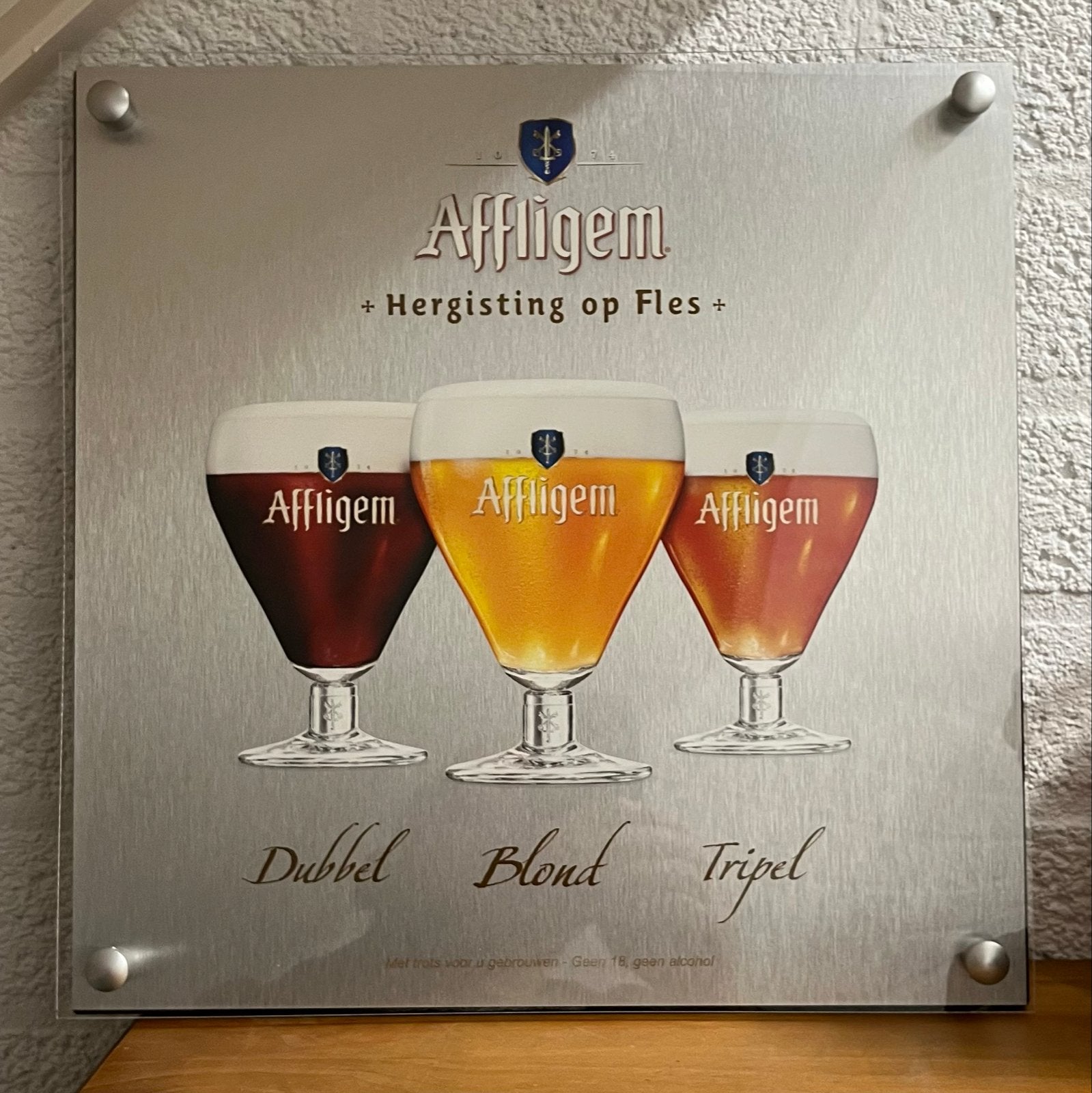 Affligem Aluminium Reclamebord - Dubbel Blond Tripel Bier, Ophalen of Verzenden, Gebruikt, Reclamebord