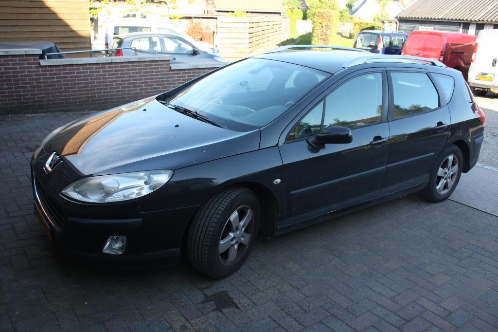 Peugeot 407 1.8 16V SW 2007 Zwart, NIEUWE APK., 125 pk, 4 cilinders, 1749 cc, Zwart