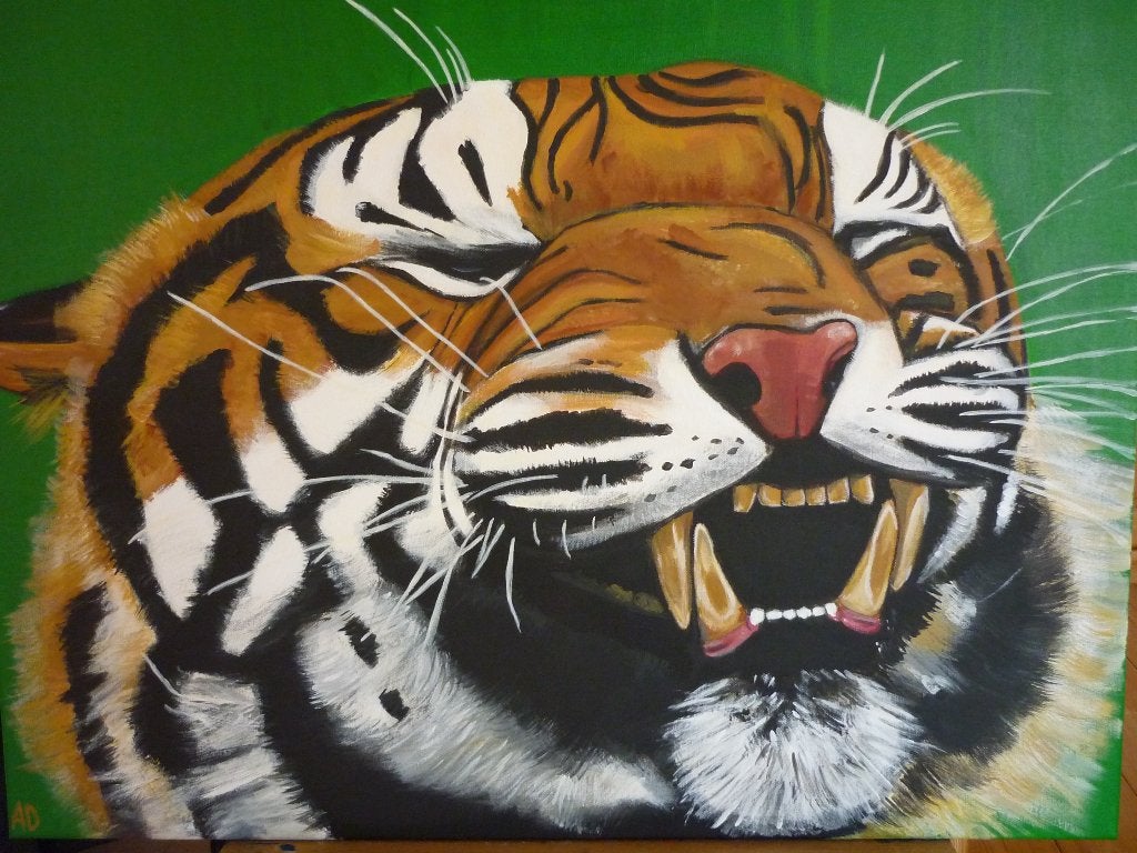 Tijger, Acrylverf, Handgeschilderd, Ophalen of Verzenden, Dieren