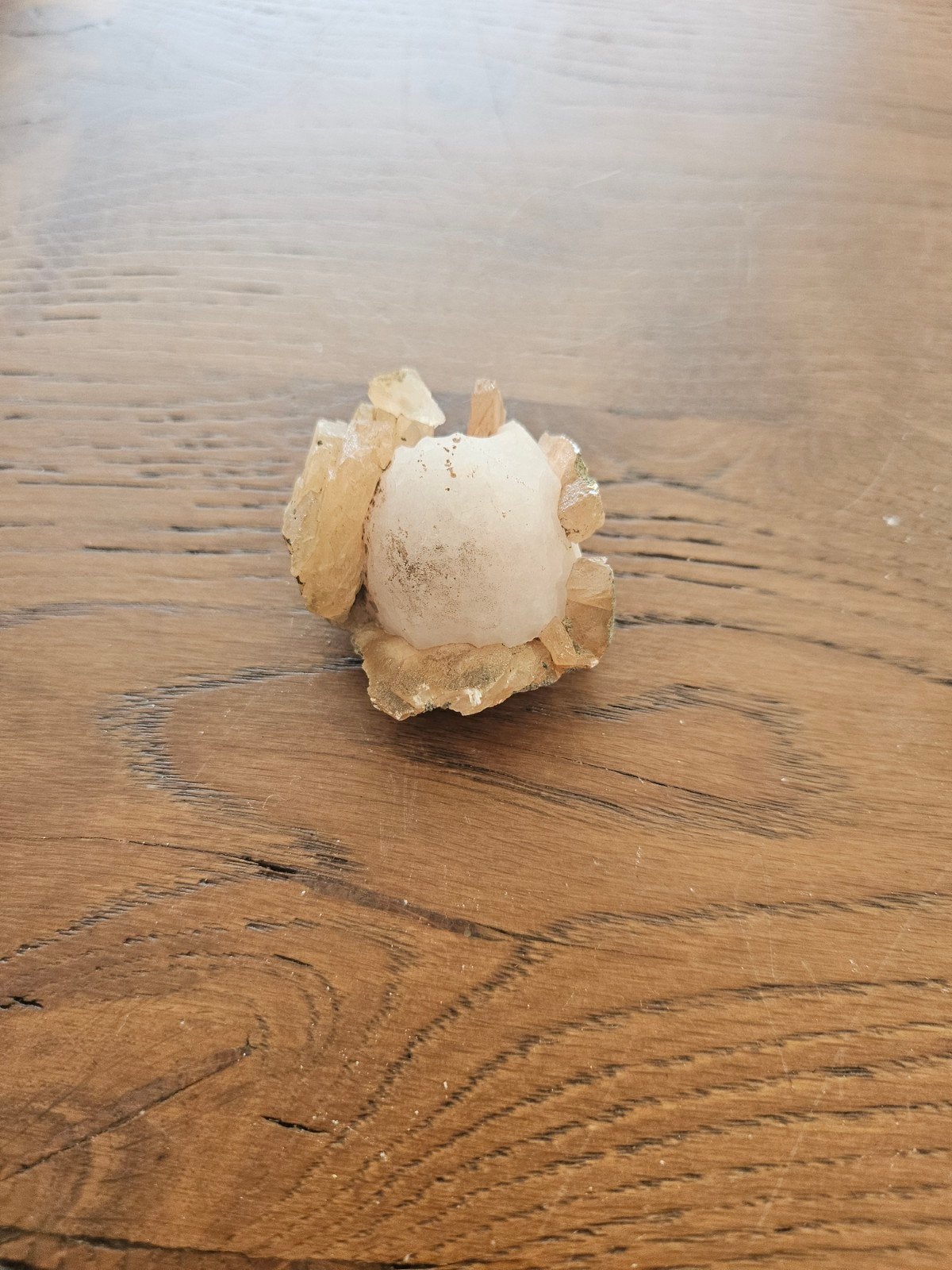 Unieke Calciet en Kwarts Kristal Cluster, Ophalen of Verzenden, Gebruikt