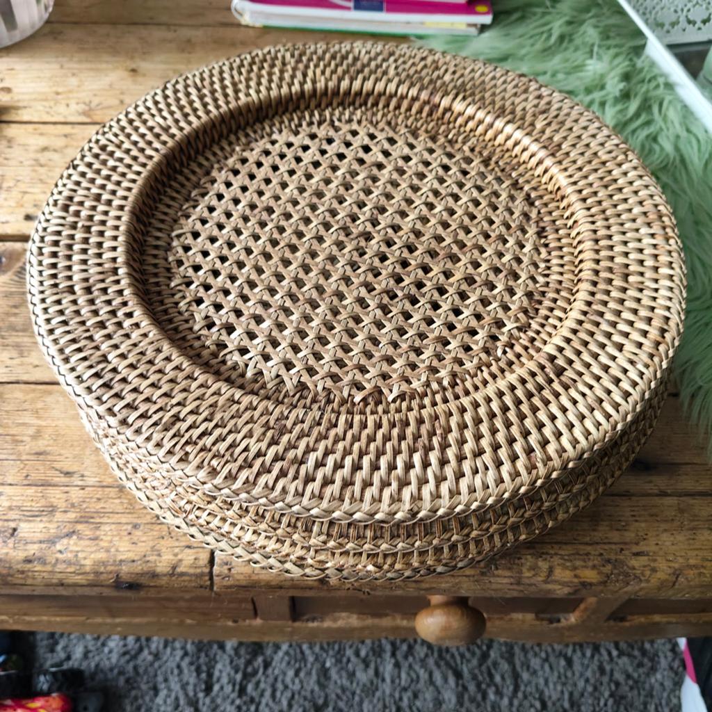 Rotan onderzetters / placemats set van 4, Ophalen, Zo goed als nieuw, Rond, Overige materialen