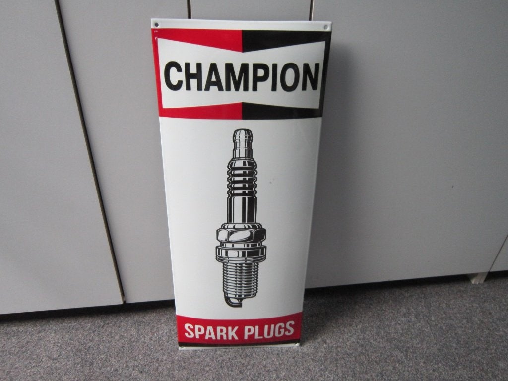 CHAMPION EMAILLE RECLAMEBORD, Ophalen, Zo goed als nieuw, Reclamebord