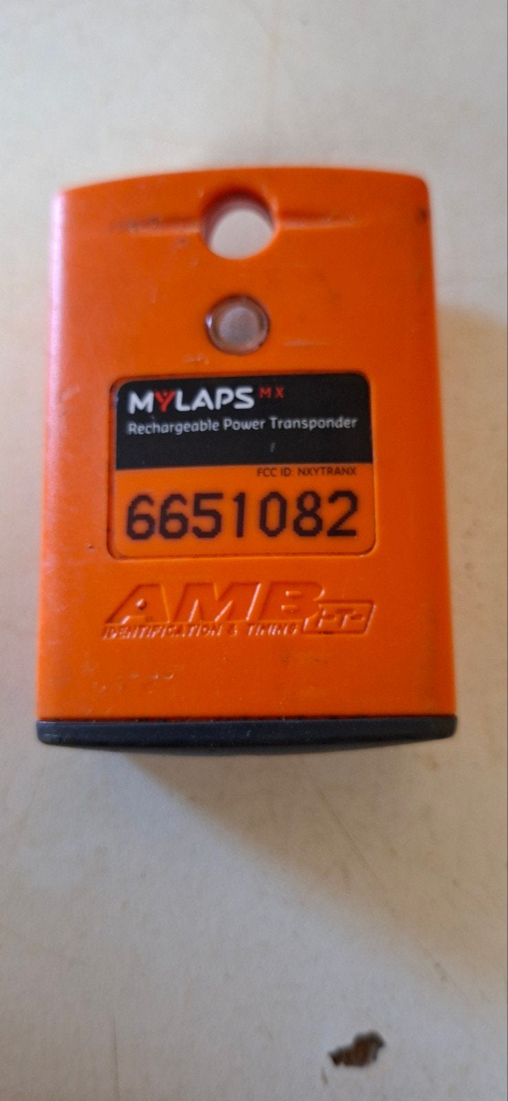 Mylaps mx transponder AMB oranje, Ophalen, Gebruikt