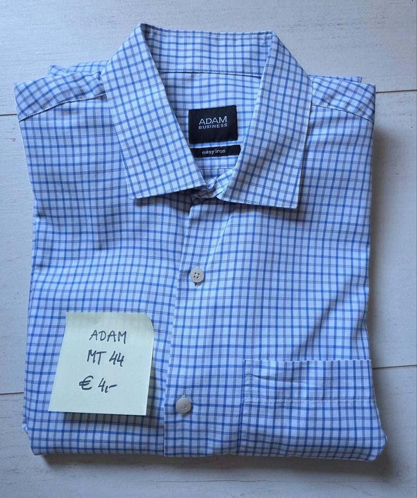 Heren overhemd ADAM, blauw geruit, maat 44, Kleding | Heren, Overhemden, Ophalen of Verzenden, Gedragen, Blauw, Halswijdte 43/44 (XL)
