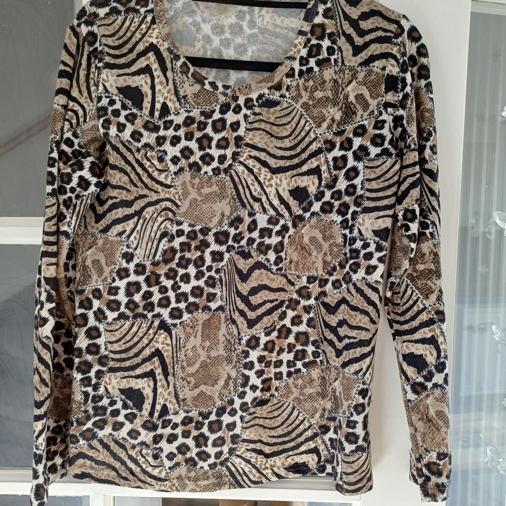 Panterprint shirt maat L (40) katoen polyester, Ophalen of Verzenden