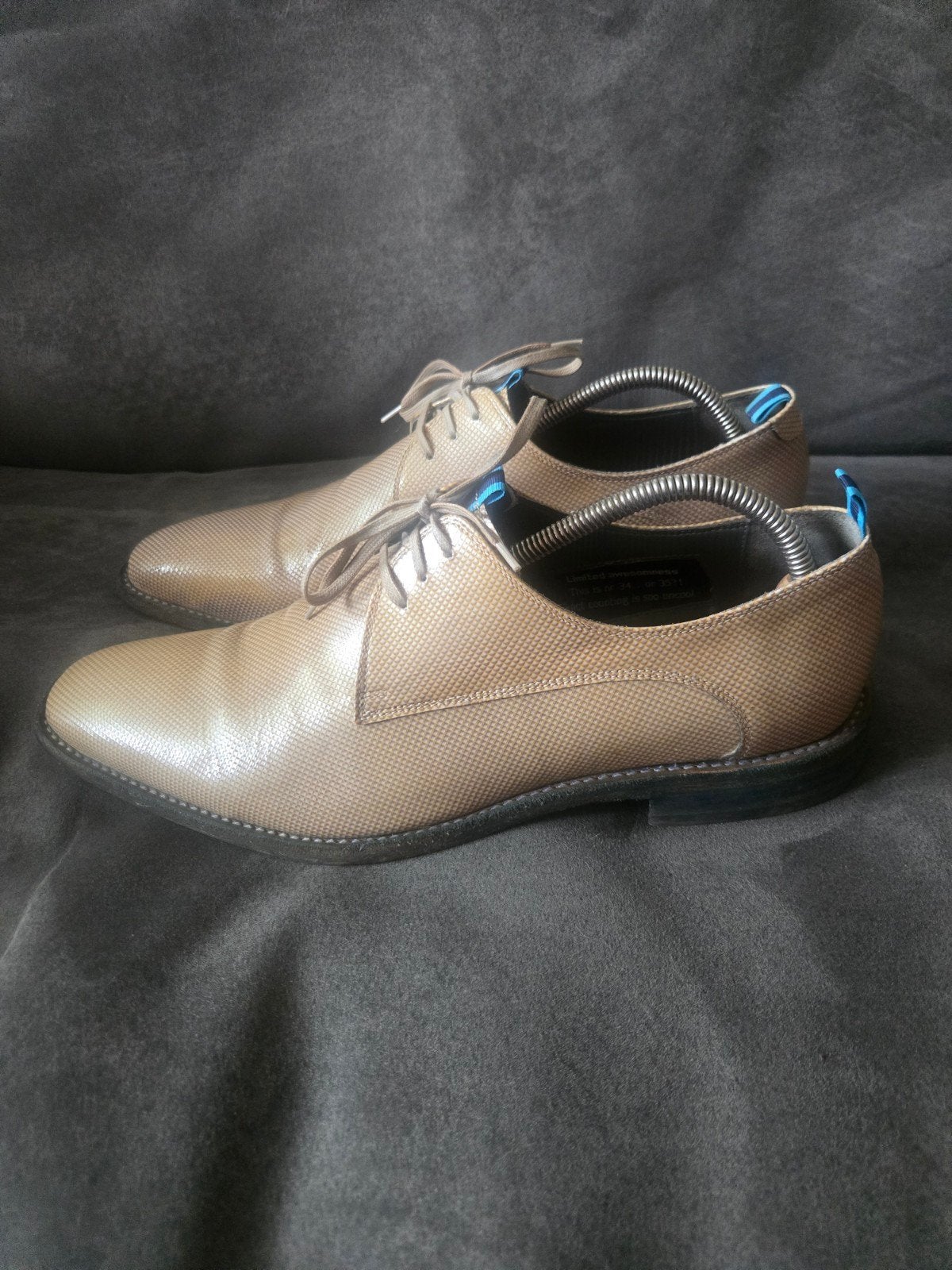 Floris van Bommel Leren Veter Schoenen Beige Maat 10 (44,5), Overige kleuren, Floris van Bommel, Ophalen of Verzenden, Zo goed als nieuw