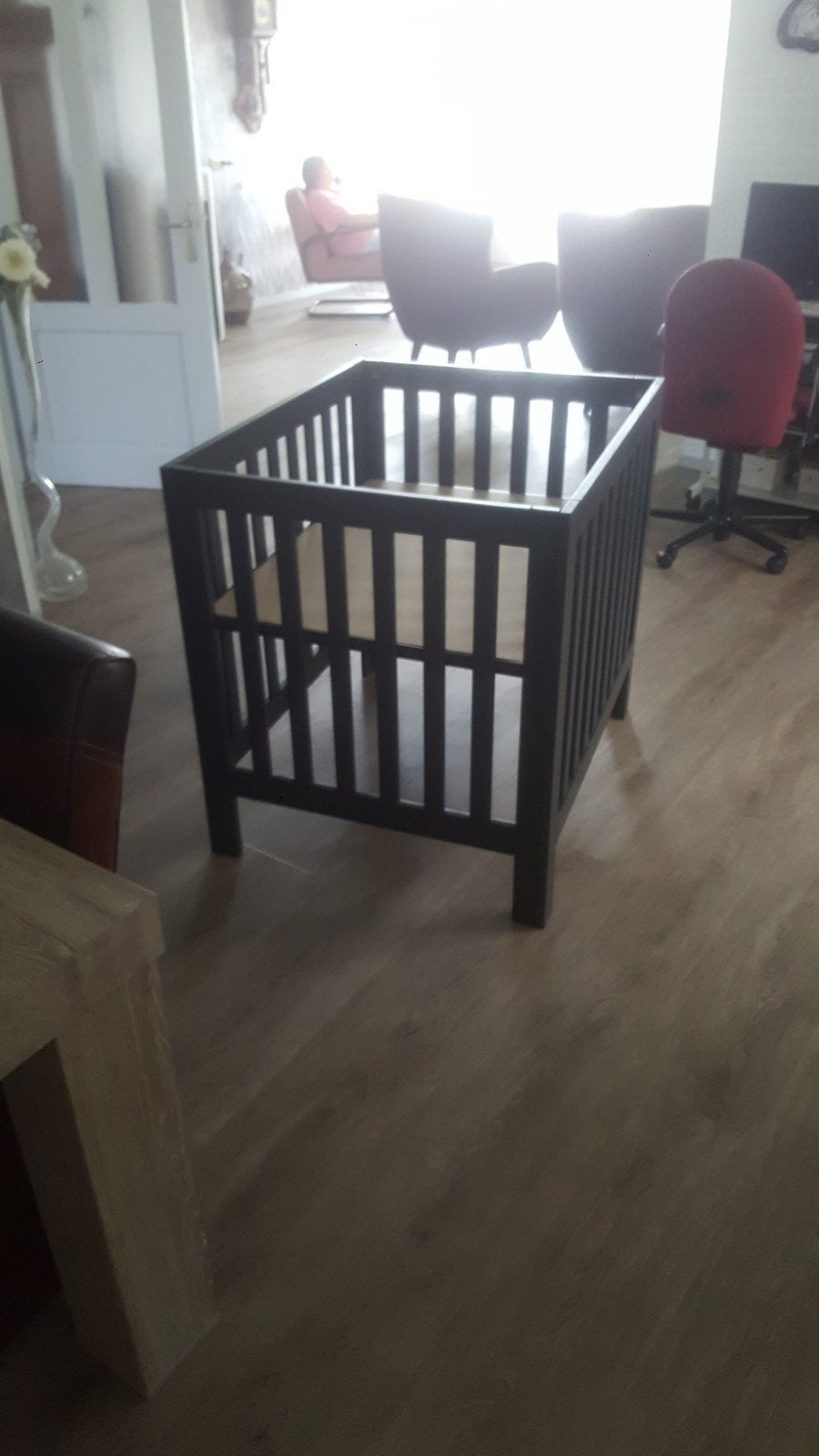 Grijze box, Kinderen en Baby's, Ophalen, Gebruikt, Vierkant, In hoogte verstelbaar