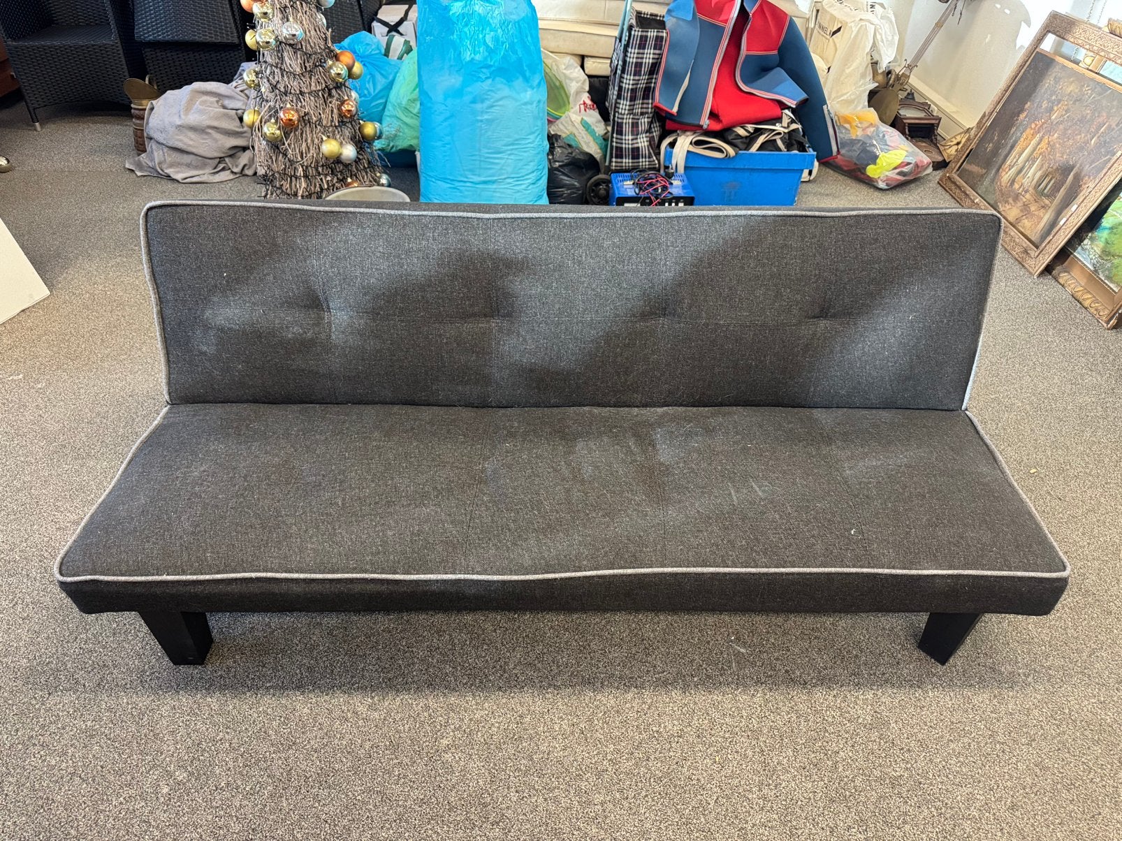 Slaapbank 180x95cm goede staat zwart, Ophalen, 90 cm, Zwart, Tweepersoons