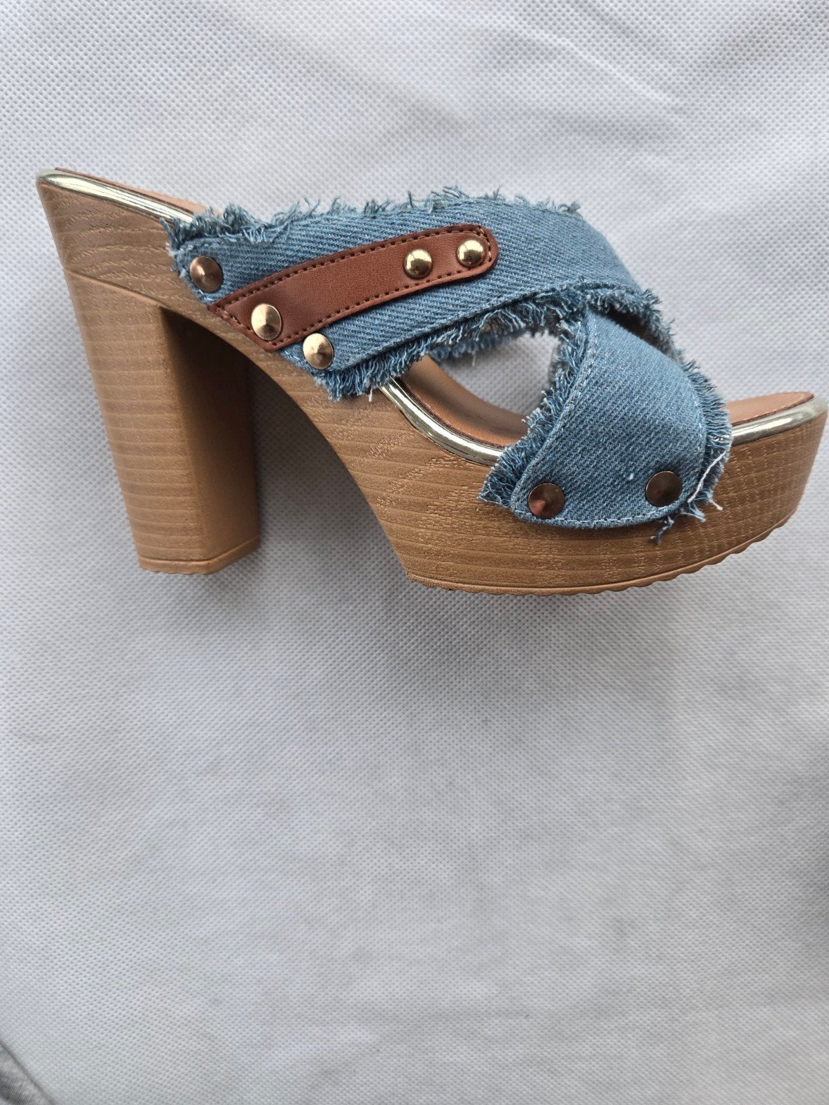 Nieuwe spijkerstof muiltjes met hak - Maat 37, Kleding | Dames, Blauw, Nieuw, Trend One, Sandalen of Muiltjes
