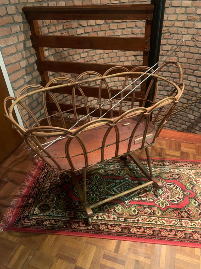 Antieke Wieg met Originele Bekleding en Hemel, Ophalen, Gebruikt, Wieg
