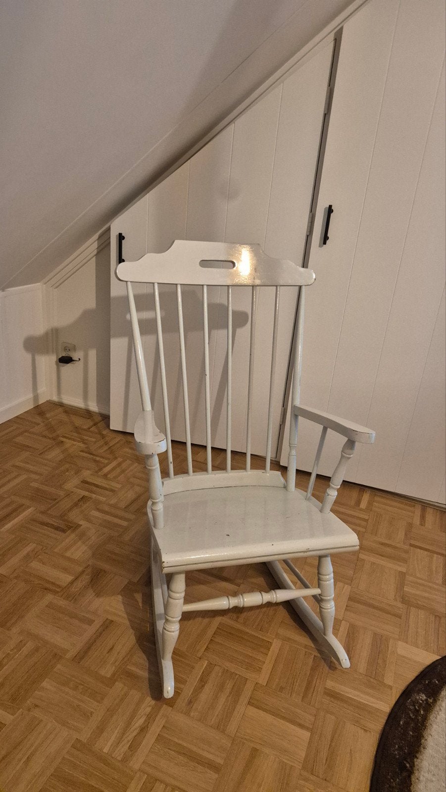 Witte houten schommelstoel, Ophalen, Gebruikt, Wit, Eén