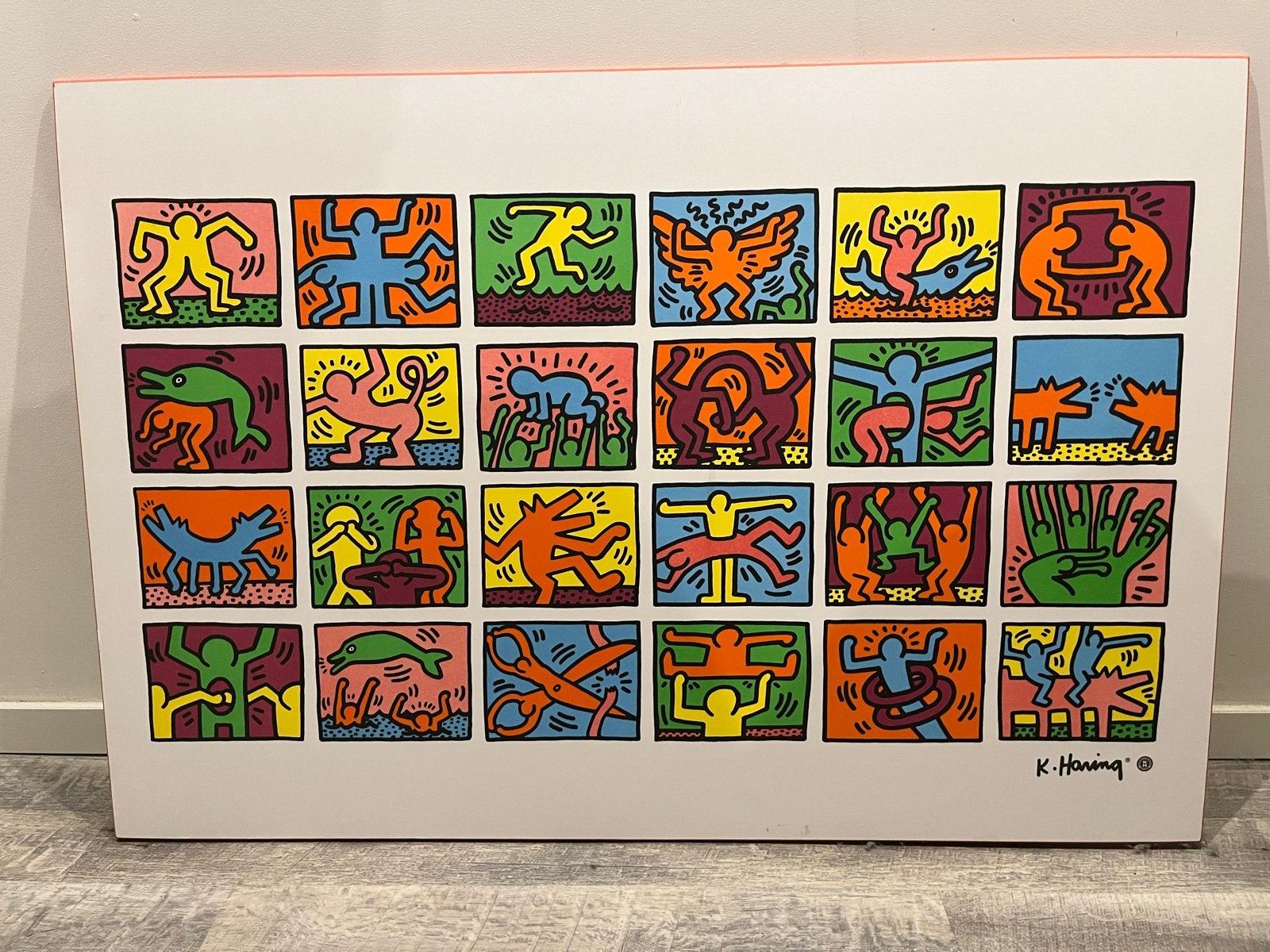Keith Haring -RETROSPECT-Pop Art Print op Hout - Lamin Art, Antiek en Kunst, Kunst | Schilderijen | Modern, Figuren, Hout, Print