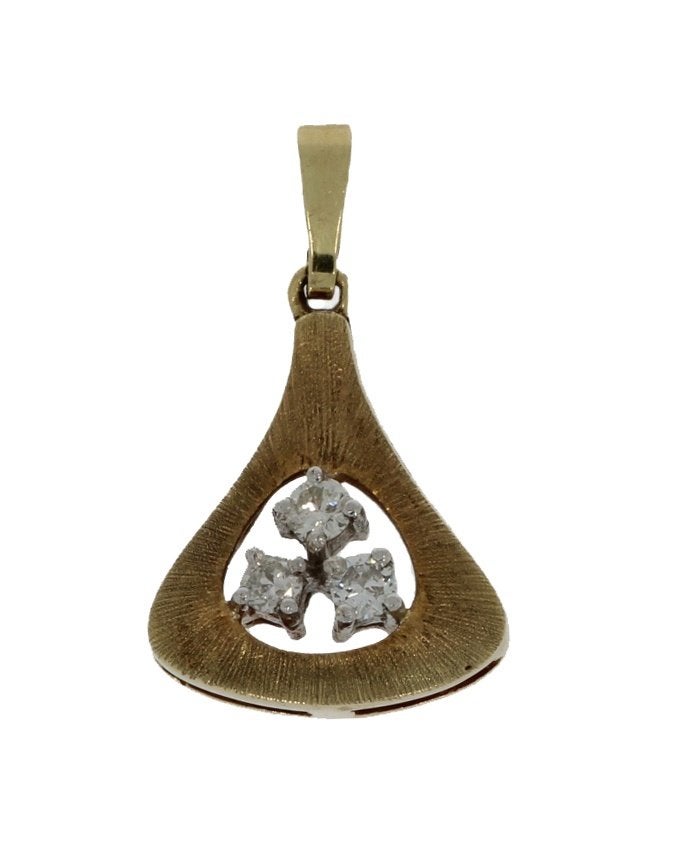Briljant diamanten 14k gouden design ketting hanger fraai, Voordeelsieraden, Ophalen of Verzenden, Zo goed als nieuw, Met edelsteen