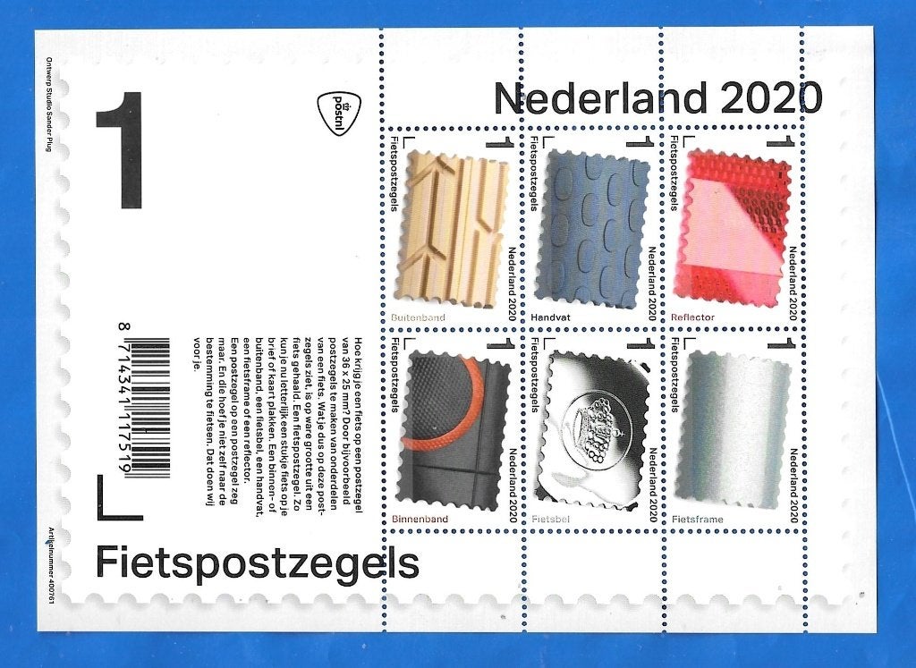 NVPH 3859-64 Fietspostzegels (postzegelvel), Verzenden, Na 1940, Postfris