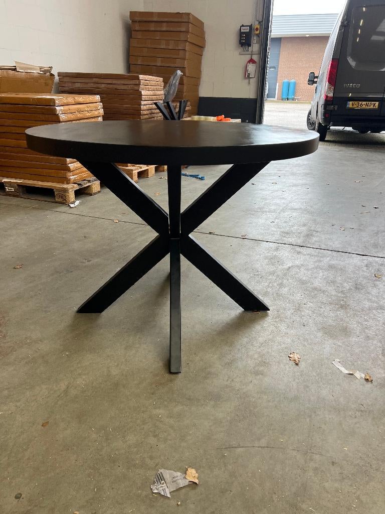 Ronde eettafel 120cm black mango, Huis en Inrichting, Tafels | Eettafels, Ophalen, Rond, Nieuw, Vier personen