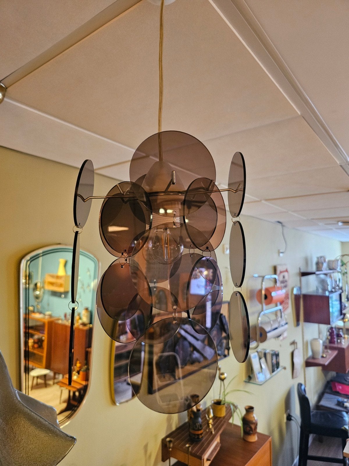 Vintage Hanglamp Mauve-paarse Paars Plexiglas Hanglamp Lamp, Ophalen of Verzenden, Nvt, Nvt, Nvt