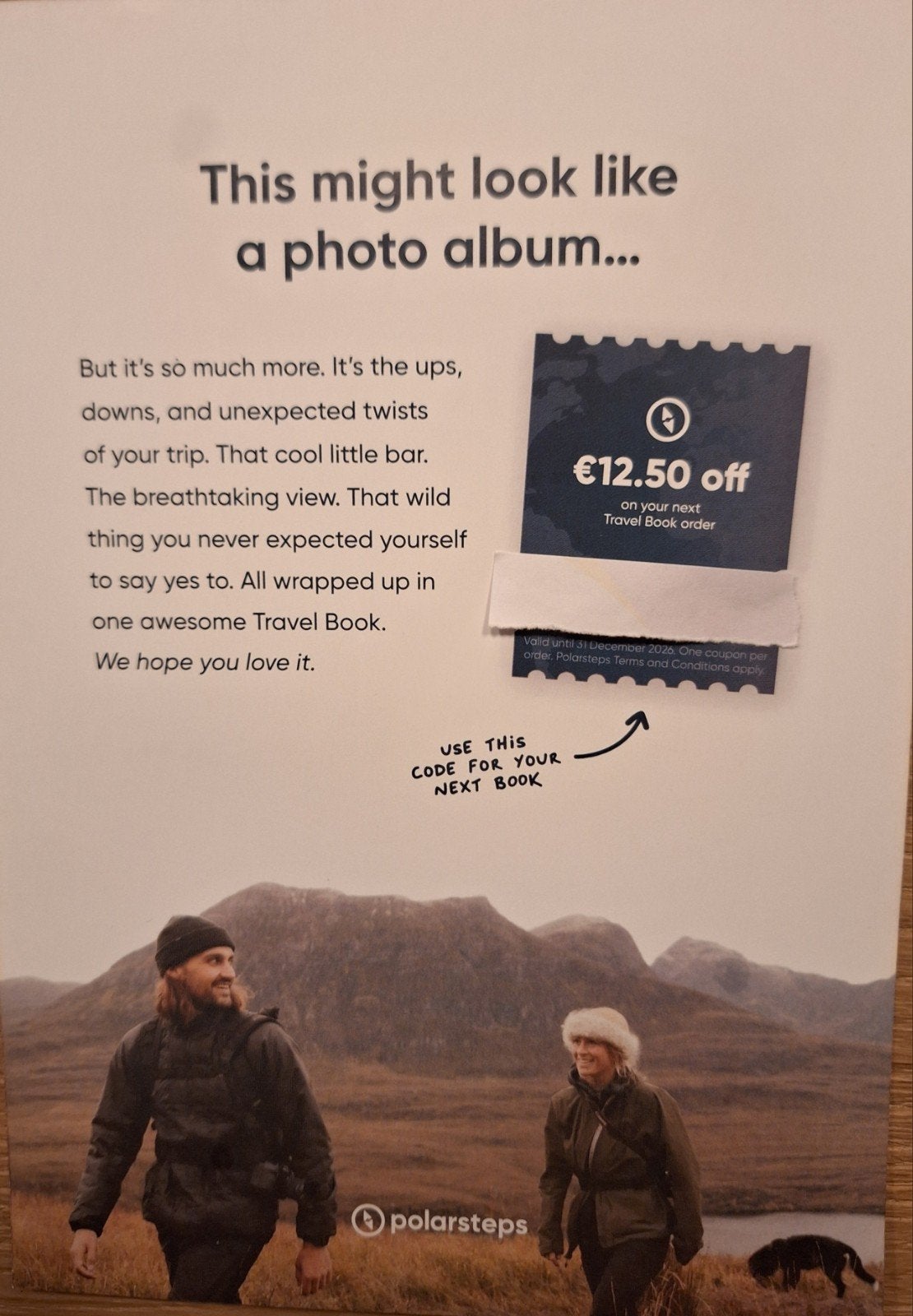 Kortingscode voor een PolarSteps Travelbook, Tickets en Kaartjes, Eén persoon, Kortingsbon, Overige typen