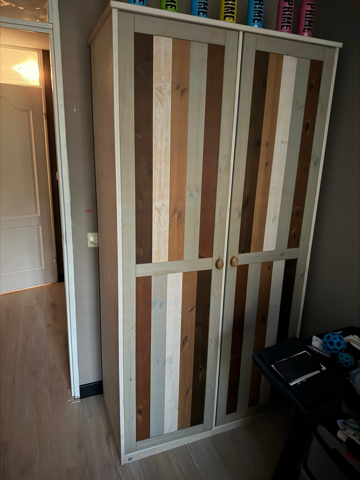 Lifetime Kledingkast met streepdesign - Hout, Ophalen, Gebruikt, 50 tot 100 cm, 150 tot 200 cm