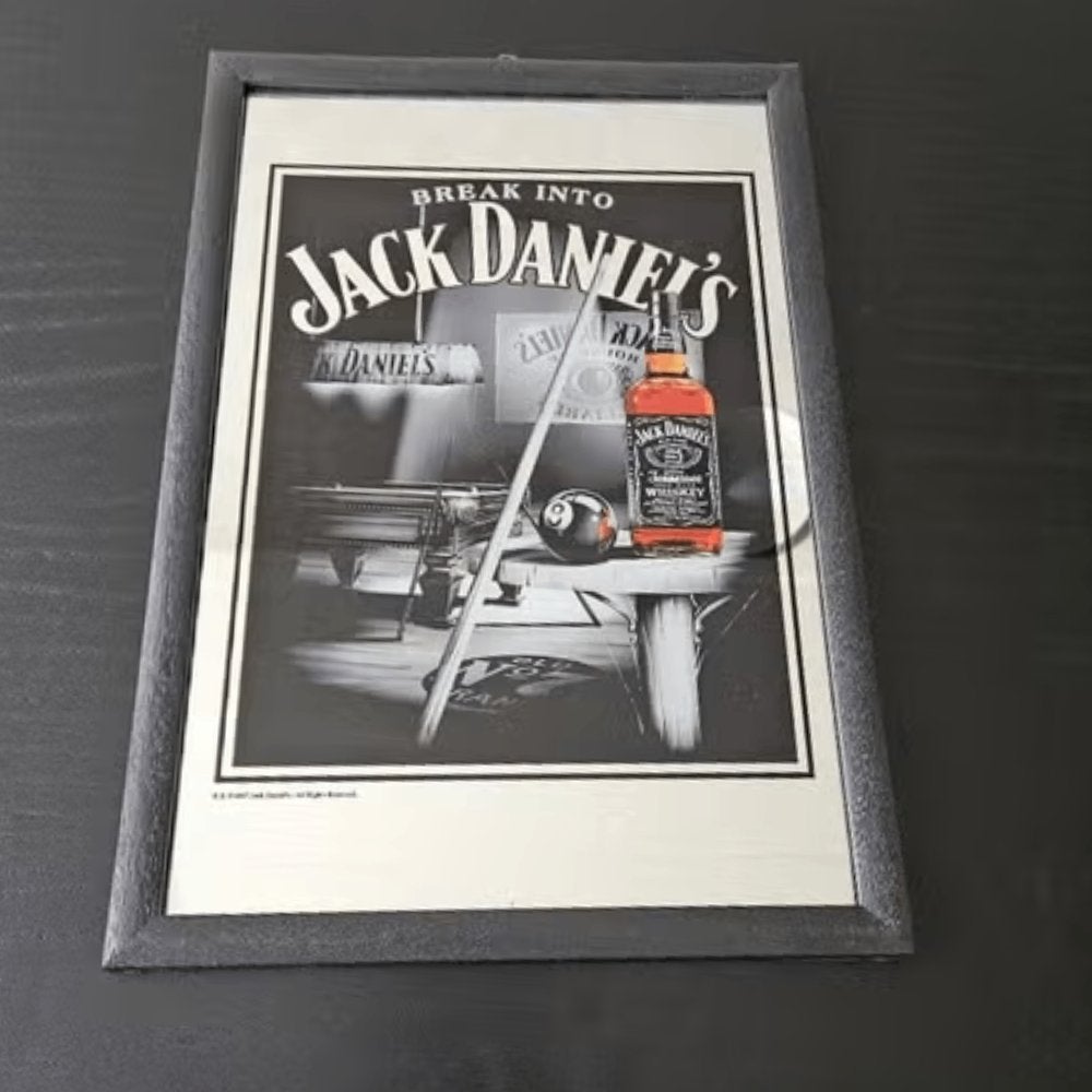 Jack Daniel's decoratiespiegel met zwarte lijst, Minder dan 50 cm, Ophalen of Verzenden, Zo goed als nieuw, Minder dan 100 cm