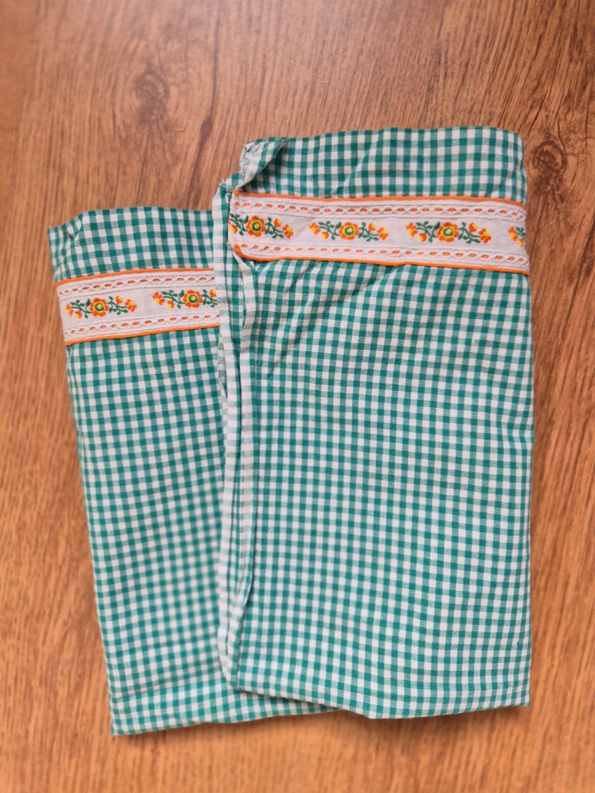 Vintage groen geruit wieglakentje, 75x90 cm, Ophalen, Gebruikt, Groen, Lakentje