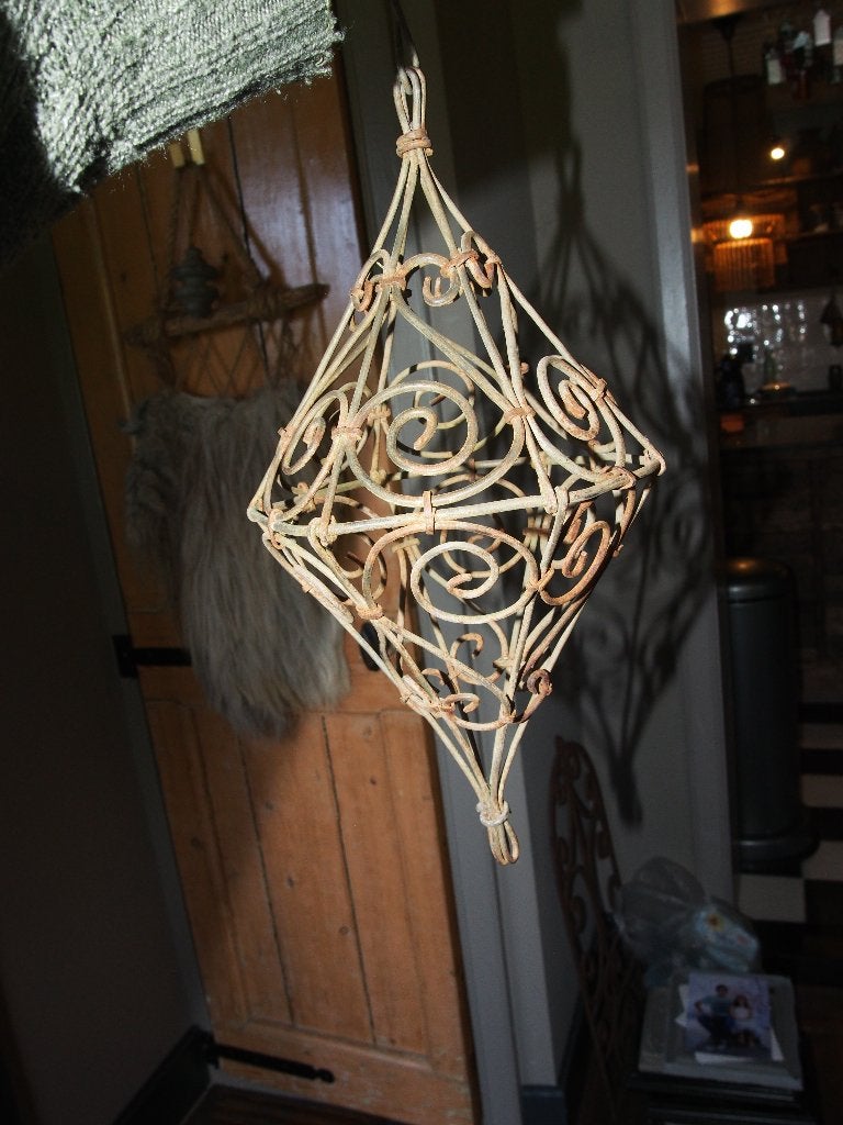 Metalen Hangornament / Windlicht - 30x17 cm, Vintage, Gebruikt, Meerkleurig, Ophalen of Verzenden